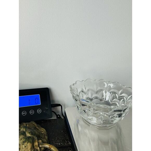 Vintage Heisey 6 1/4” Nappy Bowl Impressed Diamond H Scallops Clear Glass Dish - Picture 13 of 14